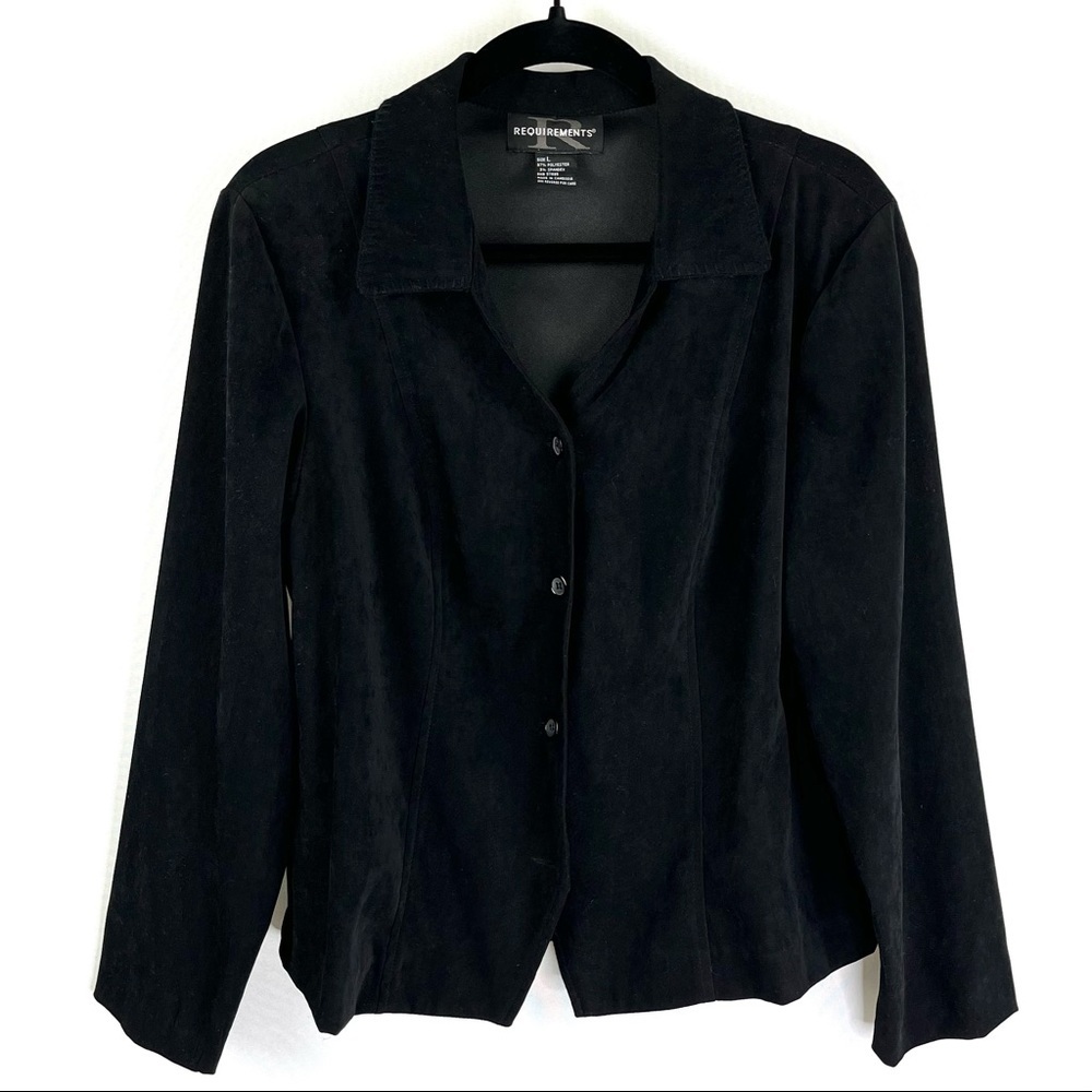 Requirements Long Sleeve Black Velvety Top‎  - Size L